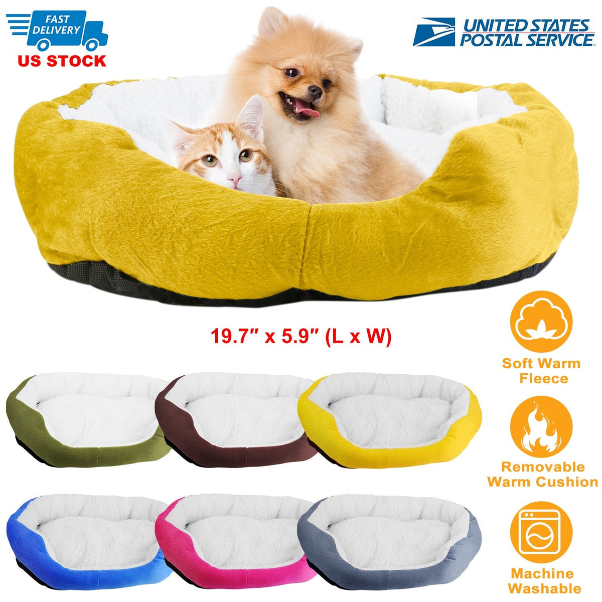 Pet Dog Bed Soft Warm Fleece Puppy Cat Bed Dog Cozy Nest Sofa Bed Cushion For S/M Dog