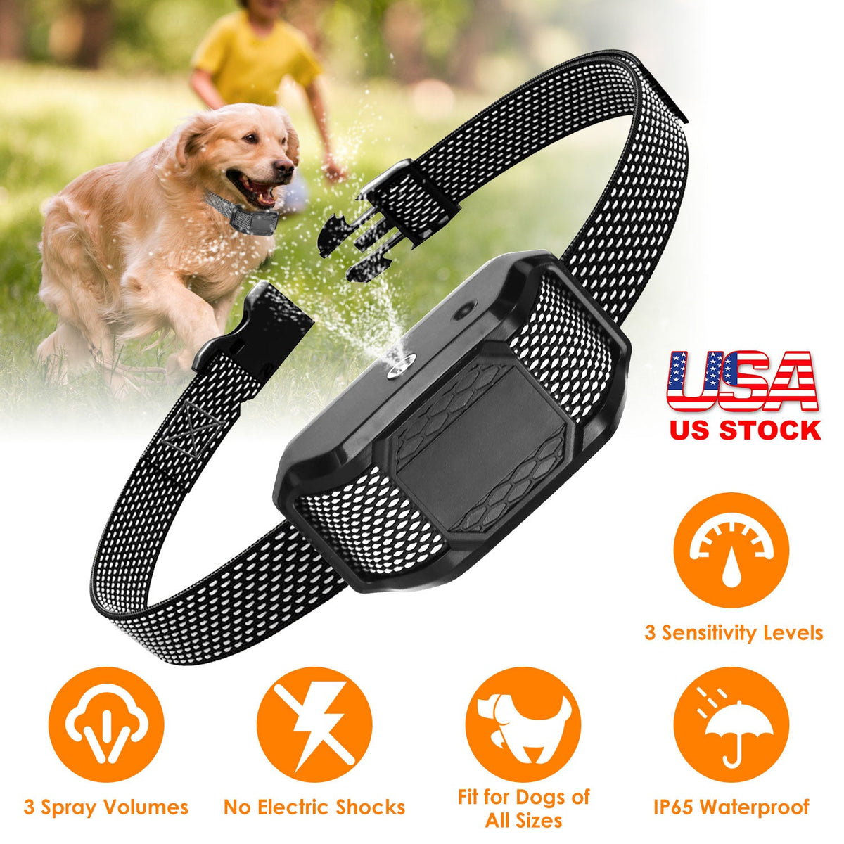 Citronella Bark Collar for Dogs Spray Bark Collar Anti Barking Control for Small Medium Large Dogs IP65 Waterproof No Electric Shocks