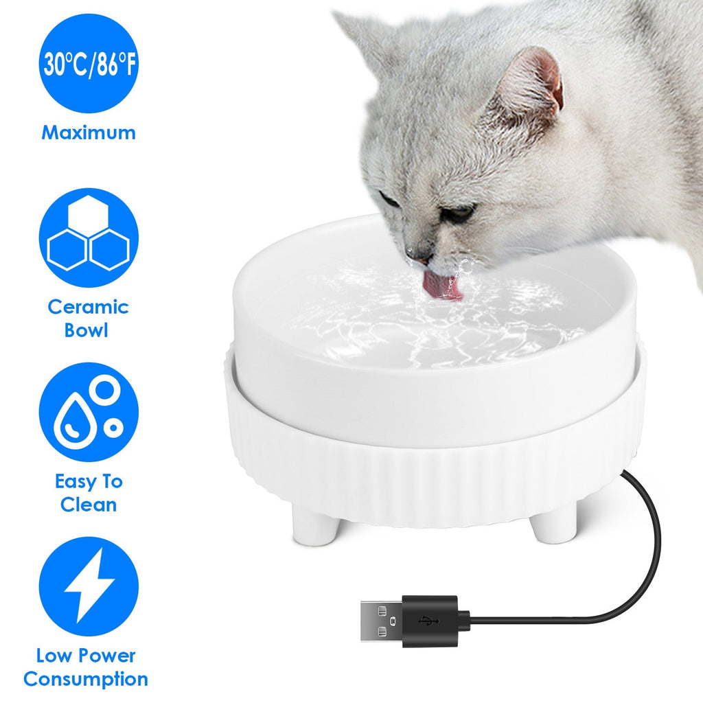 Heated Water Bowl For Dogs And Cats Ceramic Heated Pet Water Bowl Food Warmer USB Powered Thermal Pet Bowl Provide Fresh Non Freezing Drinkable Water