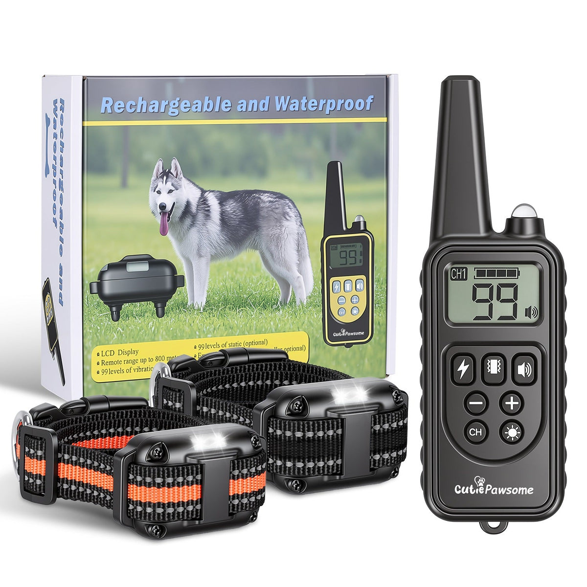 Rechargeable Dog Training Collar with Remote – 875 Yard Range