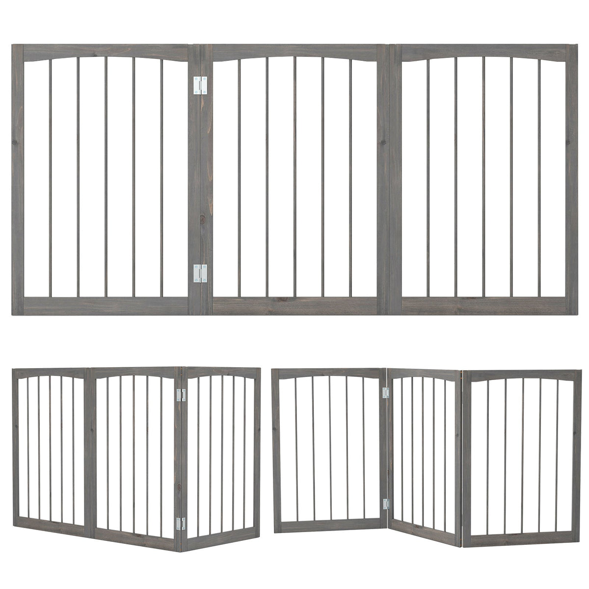 30 Inch Tall Wooden Pet Fence for Cats Small and Medium Dogs-Gray
