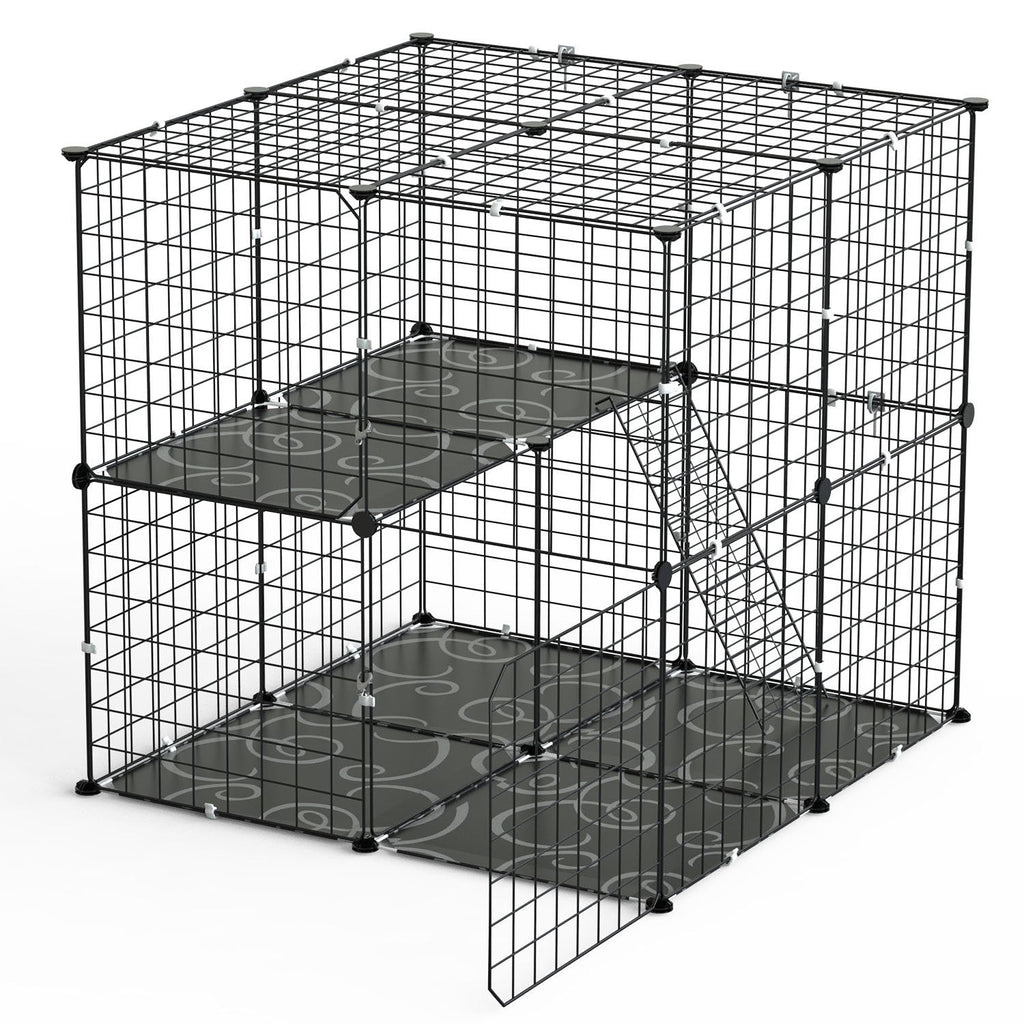 2-Tier Cat Cage Playpen with Ladder & 2 Doors for Indoor Pets