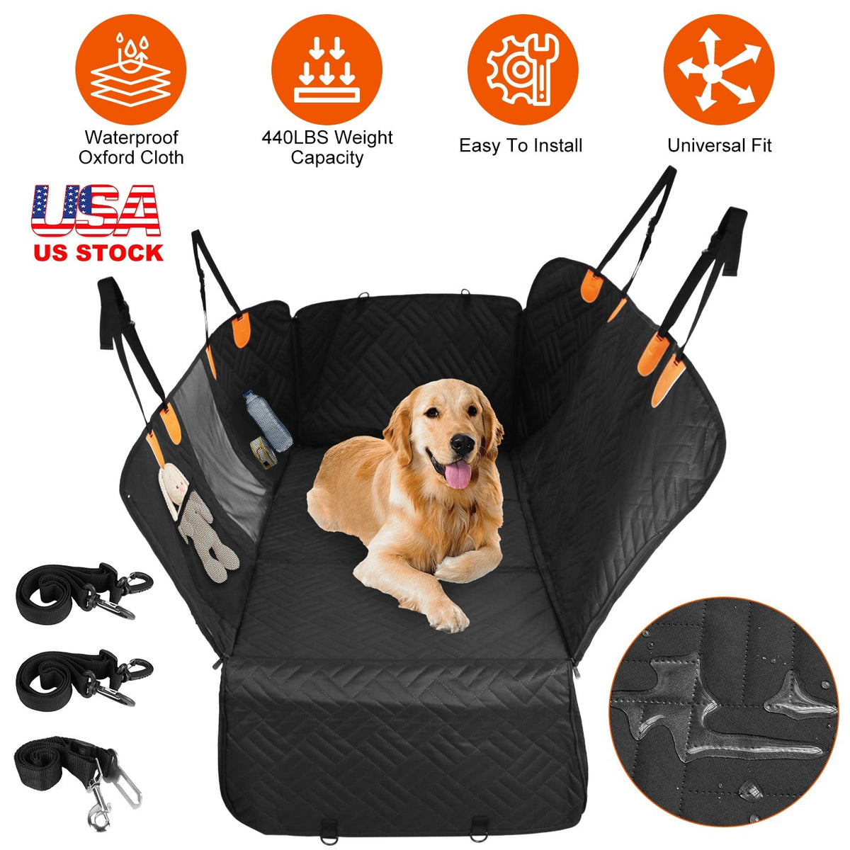 Waterproof Dog Car Seat Cover Hammock with Mesh Window