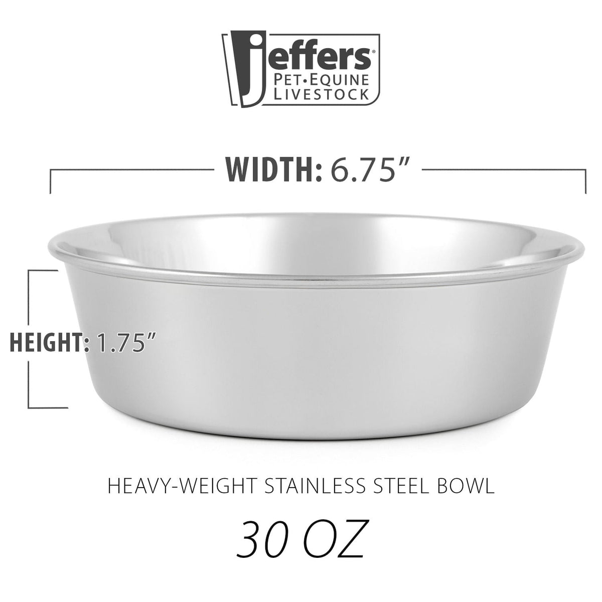 Jeffers Heavy Weight Stainless Steel Pet Bowls – Durable Pet Food & Water Dish, Chew-Resistant, Dishwasher Safe