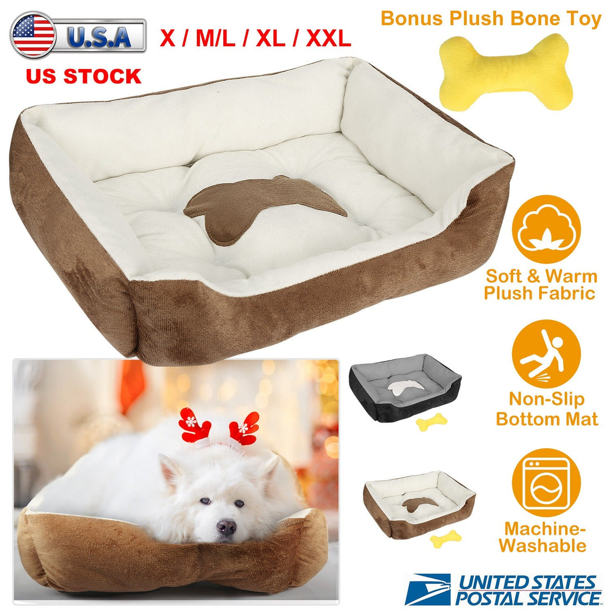 Pet Dog Bed Soft Warm Fleece Puppy Cat Bed Dog Cozy Nest Sofa Bed Cushion Mat For S/M Dog