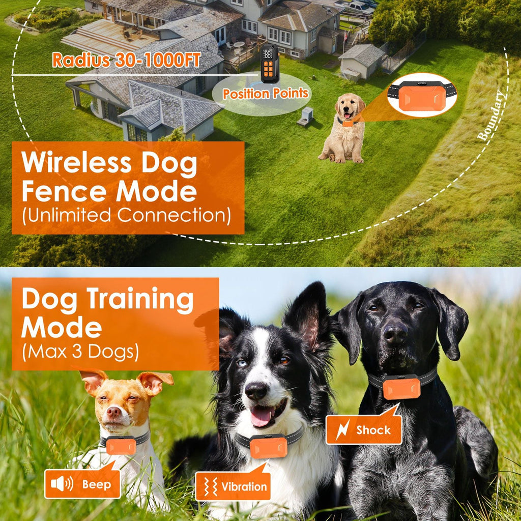 Electric Dog Training Collar Receiver IP67 Waterproof Shock Vibration Beep Mode Anti-Bark Dog Deterrent Training Collar for Dog Fence System