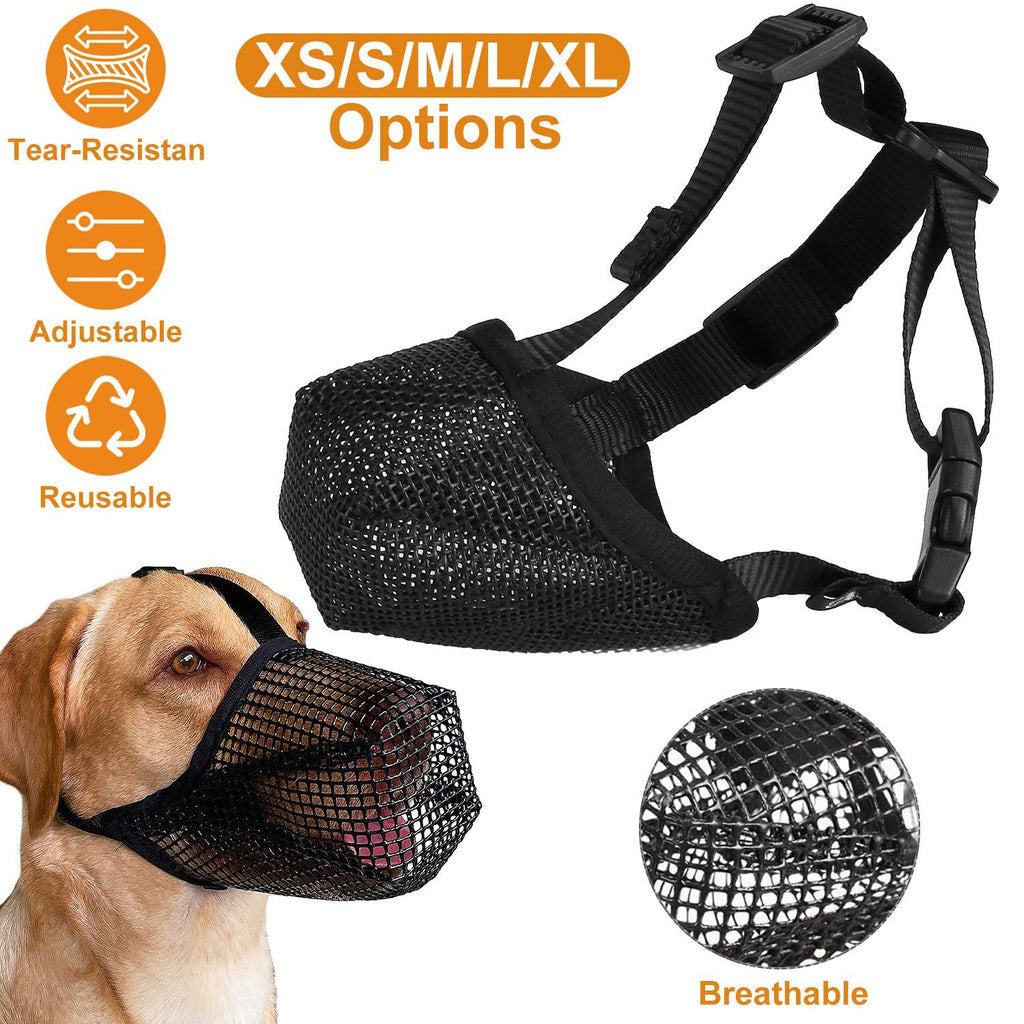 Pet Muzzle Mask Soft Mesh Muzzle Adjustable Dog Mouth Cover with Breathable Mesh Adjustable Neck Forehead Strap for Anti Biting Barking Chewing