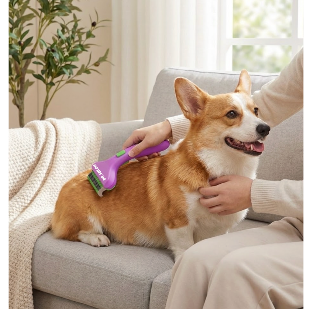 CalmCare™ Dematting Rake with One-Click Fur Release by Dr. Milou®
