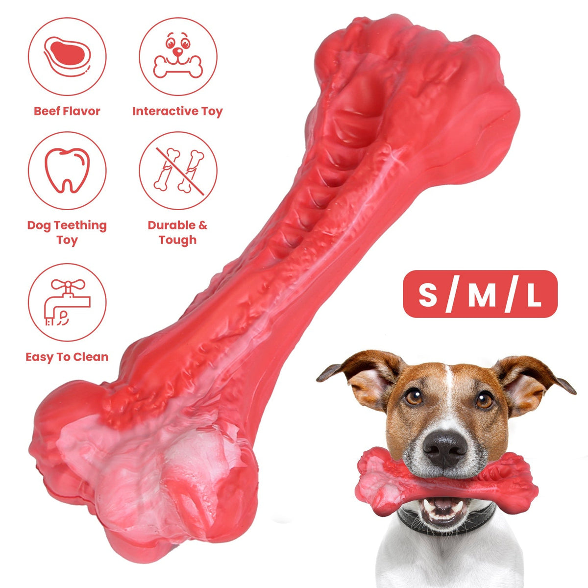 Dog Chew Toy Dog Teething Toy Dog Chew Bone with Beef Flavor Suitable for Aggressive Chewers Small Medium Large Dogs