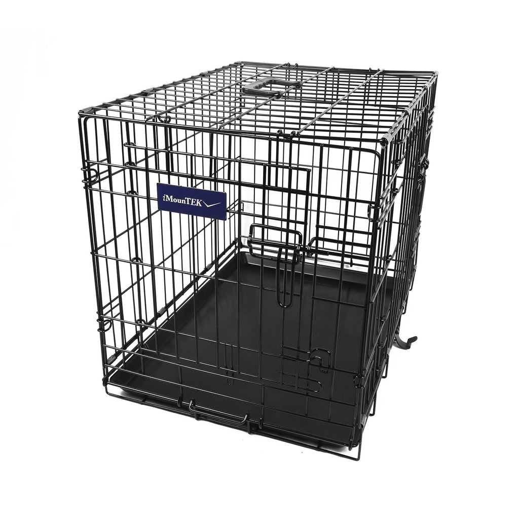 24inches Dogs Crate Folding Metal Pets Crates Double Door Puppy Cage Easy Set Up