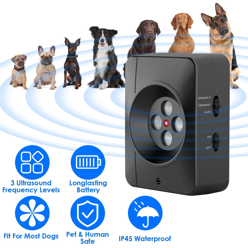 Ultrasonic Anti-barking Device Indoor Outdoor Dog Bark Control with 3 Frequency Levels Max 32.8Feet Sensing Distance for Most Dog Sizes