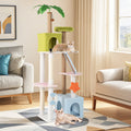 71 Inch Cat Tree Multi-Level Aesthetic Beach-Themed Kitten Tower-Colorful