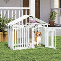 8-Panel Tall Plastic Dog Fence Indoor Outdoor Puppy Pen with Locking Door-White