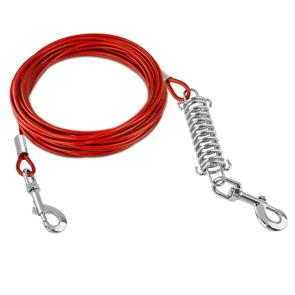 29.5FT Dog Tie Out Cable Long Dog Leash Chew Proof Lead Dog Chain with Durable Spring 360¡ Rotatable Clips PVC Case for Outside Yard Caming