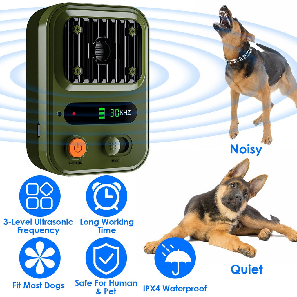 Ultrasonic Anti-Barking Device Rechargeable Auto Dog Bark Control Deterrent Box Training Device IPX4 Waterproof with 3 Frequency Max 32.8Feet Sensing