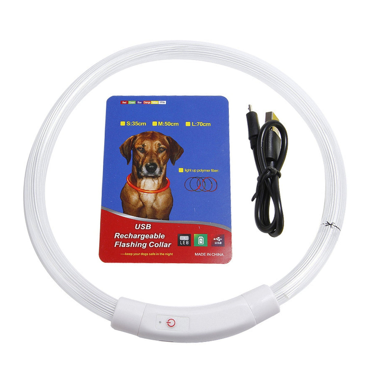 USB Rechargeable LED Dog Collar Multi-Color Lighting Dog Safety Collar Cuttable Length Glow Dog Collar For Small Medium Large Dog Night Walking