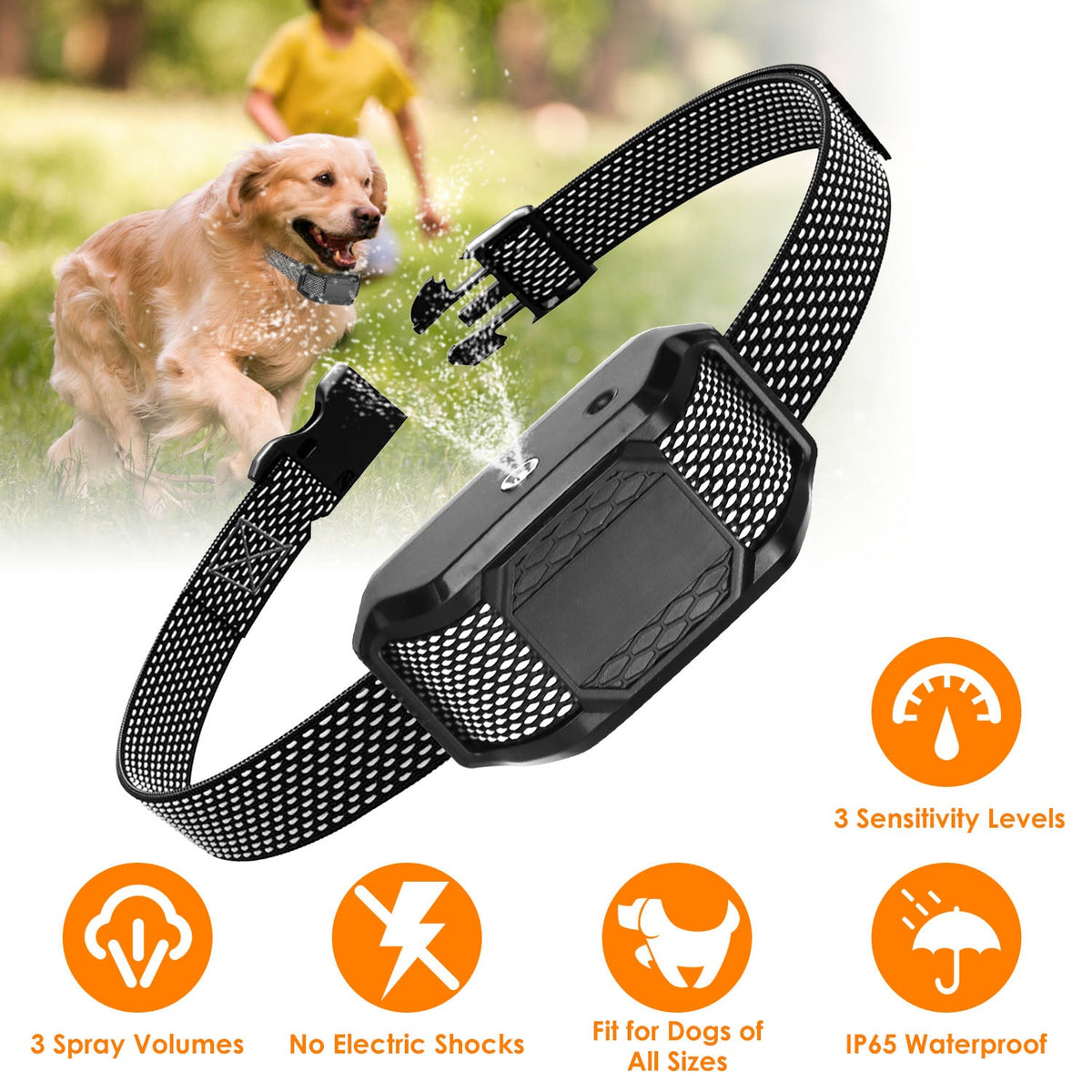 Citronella Bark Collar for Dogs Spray Bark Collar Anti Barking Control for Small Medium Large Dogs IP65 Waterproof No Electric Shocks