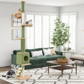 Floor to Ceiling Cat Tree with 86-99.5 Inch Adjustable Height and Extra Post-Green