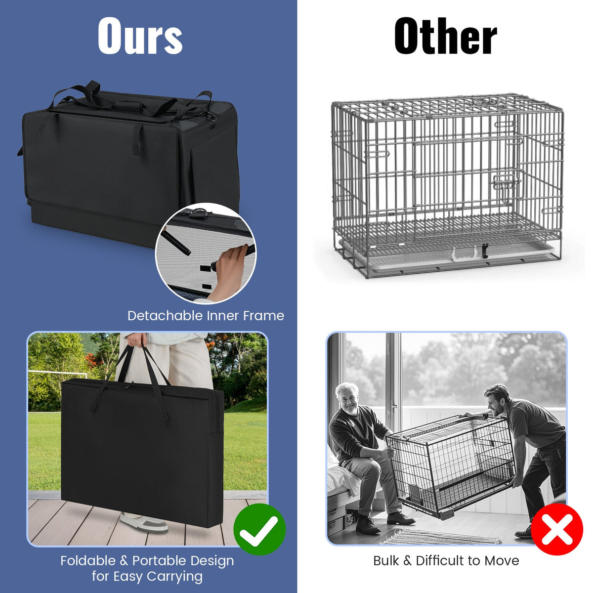 Portable Foldable Pet Carrying Bag with 2 Openings and Comfy Cushion-M