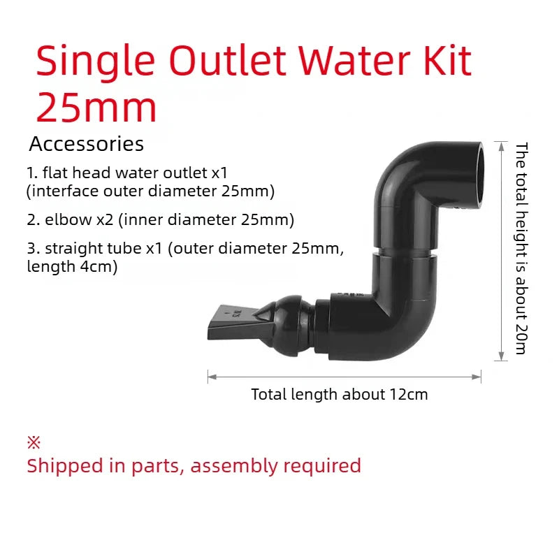 Black Aquarium Duckbill Outlet Dual Water Outlet Kit for Side/Back/Sump Filter & Stream Tank  Adjustable Direction Wave Nozzle
