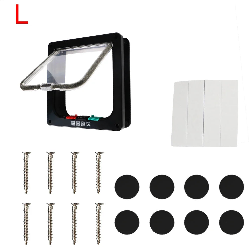For Dog Cat Kitten ABS Plastic Dog Cat Flap Door With 4 Way Lock Security Flap Door Small Pet Supplies Cat Puppy Safety Gate
