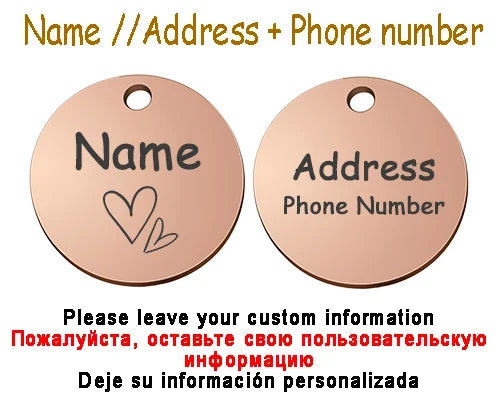 Personalized Pet Cat Dog Name Collar Accessories Circle Custom Engraved ID Tag Necklace Chain Charm Supplies For Dog Product
