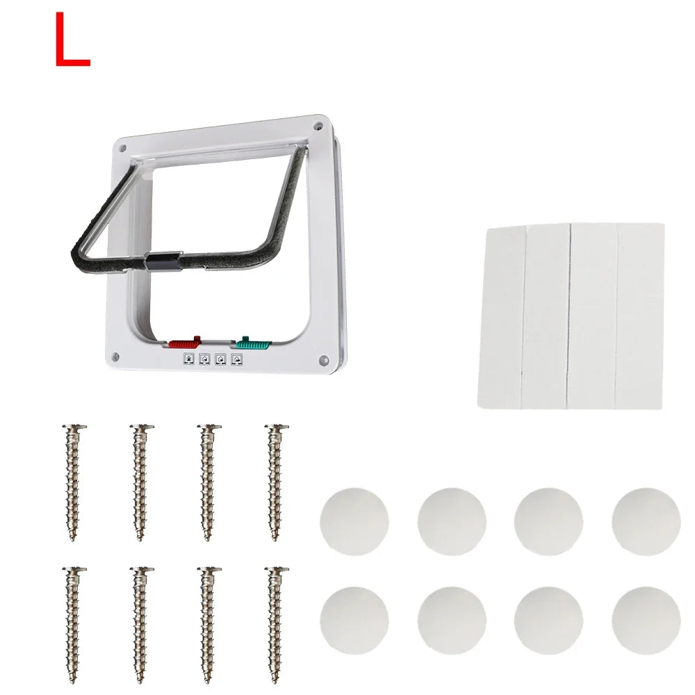For Dog Cat Kitten ABS Plastic Dog Cat Flap Door With 4 Way Lock Security Flap Door Small Pet Supplies Cat Puppy Safety Gate