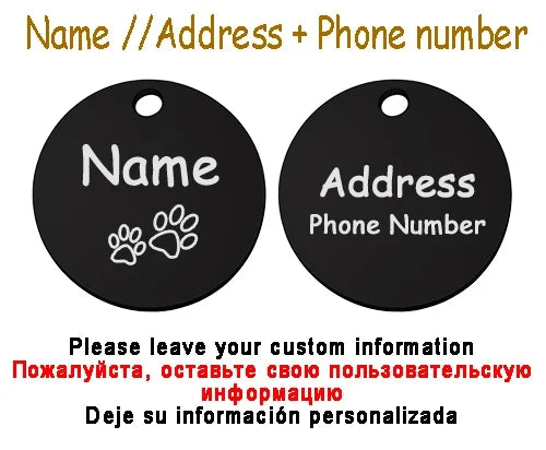 Personalized Pet Cat Dog Name Collar Accessories Circle Custom Engraved ID Tag Necklace Chain Charm Supplies For Dog Product