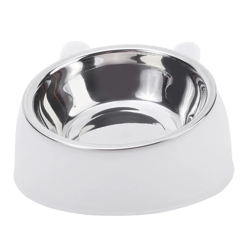 Cat Bowl Lovely Creative Inclined Kitten Puppy Food Feeding Bowls Stainless Steel Cats Drinking Feeder Pet Dogs Cats Feeders