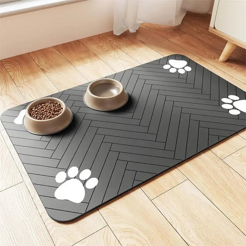 Waterproof Placemat For Dog & Cat Food & Water Bowls, Quick-Dry Rubber Backing S（little Kitten ）、M、L Bsorbent Pet Feeding Mat ﻿
