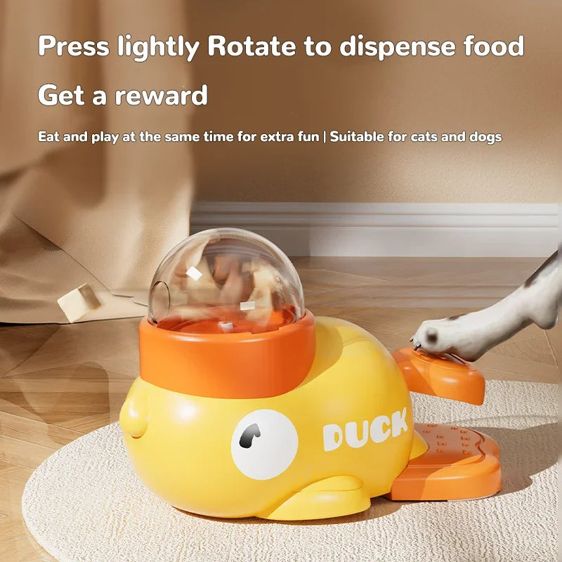 Dog, Cat, Pet Feeder, Little Yellow Duck, Interactive Puzzle Dog Feeding Machine, Puppy, Missing Food Toy, Anti-Slip Bottom