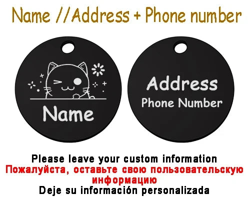 Personalized Pet Cat Dog Name Collar Accessories Circle Custom Engraved ID Tag Necklace Chain Charm Supplies For Dog Product