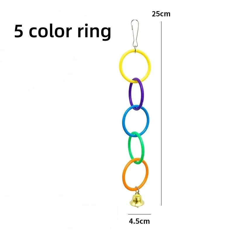 Colorful Plastic Hanging Ring Toy Birds Use To Play and Relieve Boredom Climbing Swing Interactive Toy for Bird Cage Accessories