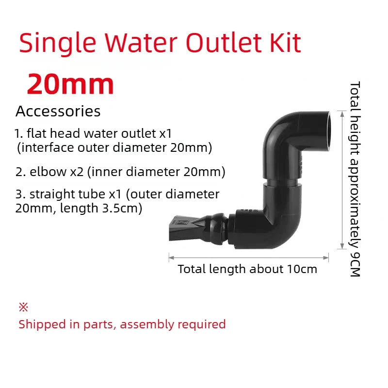 Black Aquarium Duckbill Outlet Dual Water Outlet Kit for Side/Back/Sump Filter & Stream Tank  Adjustable Direction Wave Nozzle