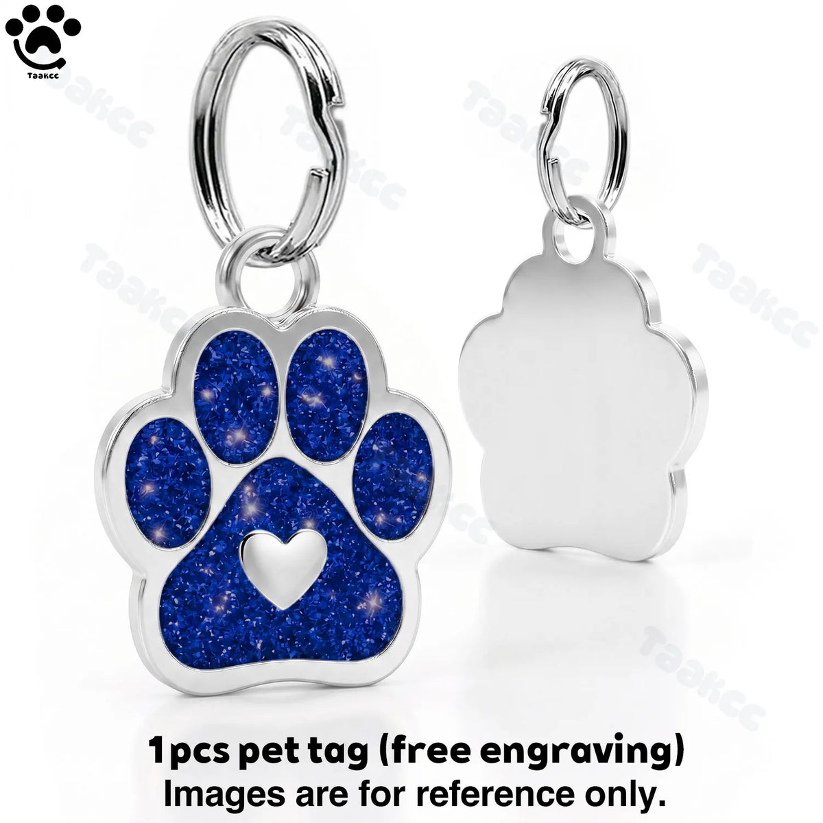 Engraved Puppy Pet ID Name Collar Tag Free Personalized Dog Cat Plate Tags Alloy Love Paw Glitter Pendant Pets Dogs Accessories