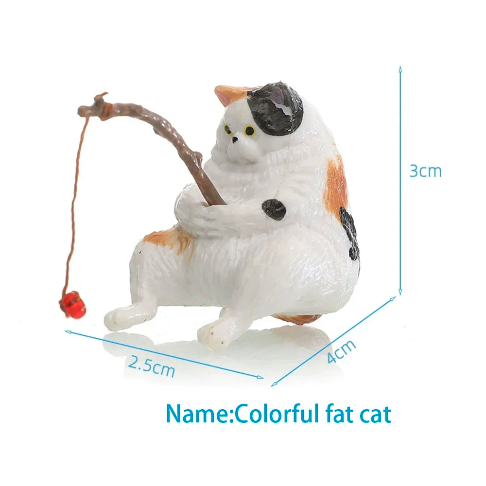 Fish Tank Side Small Resin Cartoon Fishing Cat Kitten Hanging Creative Fun Micro Landscape Office Ornaments Aquarium Decoration
