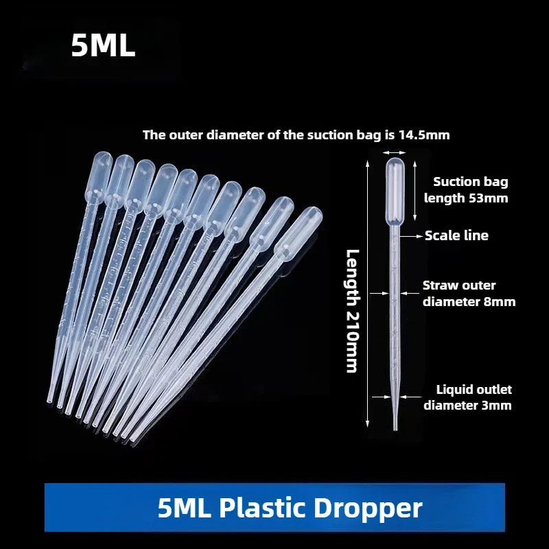 2ml 3ml 5ml 10ml Aquarium Fish Tank Brine Shrimp Feeder Plastic Dropper Pipette Graduated Dropper Babbitt Pipette 5pcs/10pcs