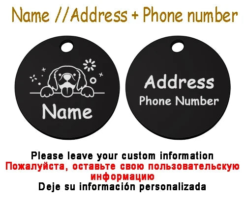 Personalized Pet Cat Dog Name Collar Accessories Circle Custom Engraved ID Tag Necklace Chain Charm Supplies For Dog Product