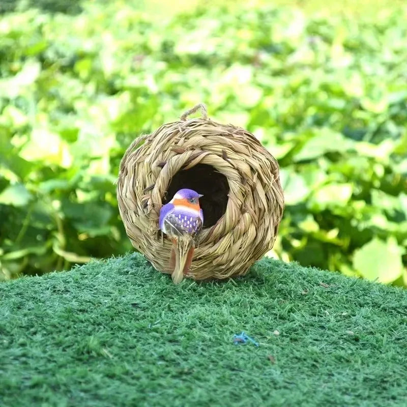 Birds Nest Bird Cage Grass Egg Cage Bird House Outdoor Decorative Weaved Hanging Parrot Nest Houses Pet Bedroom