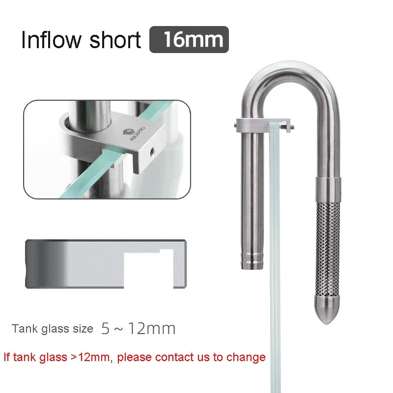 AQUAPRO Mini Skimmer Stainless Steel Inlet Outlet Pipes Inflow Outflow Shrimp Water Filter Aquarium Fish Tanks Accessories