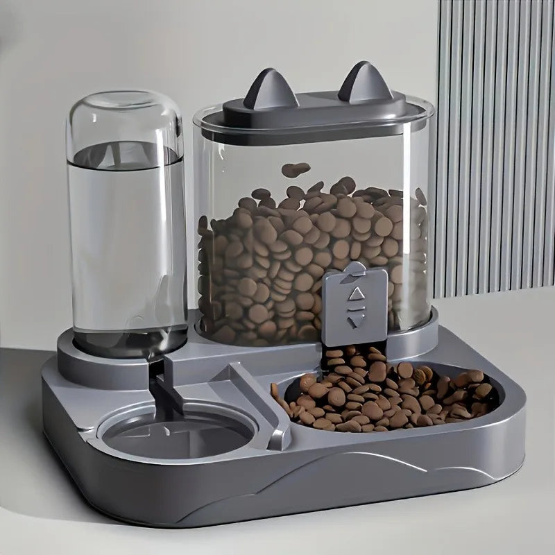 2-in-1 Cat Automatic Feeder Water Dispenser Gravity Pet Food Bowl Wet Dry Separation Storage for Cats Small Dogs Home&Travel
