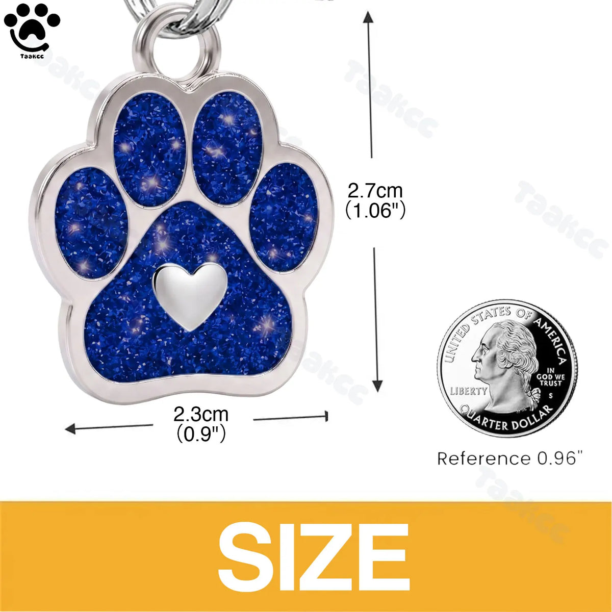 Engraved Puppy Pet ID Name Collar Tag Free Personalized Dog Cat Plate Tags Alloy Love Paw Glitter Pendant Pets Dogs Accessories