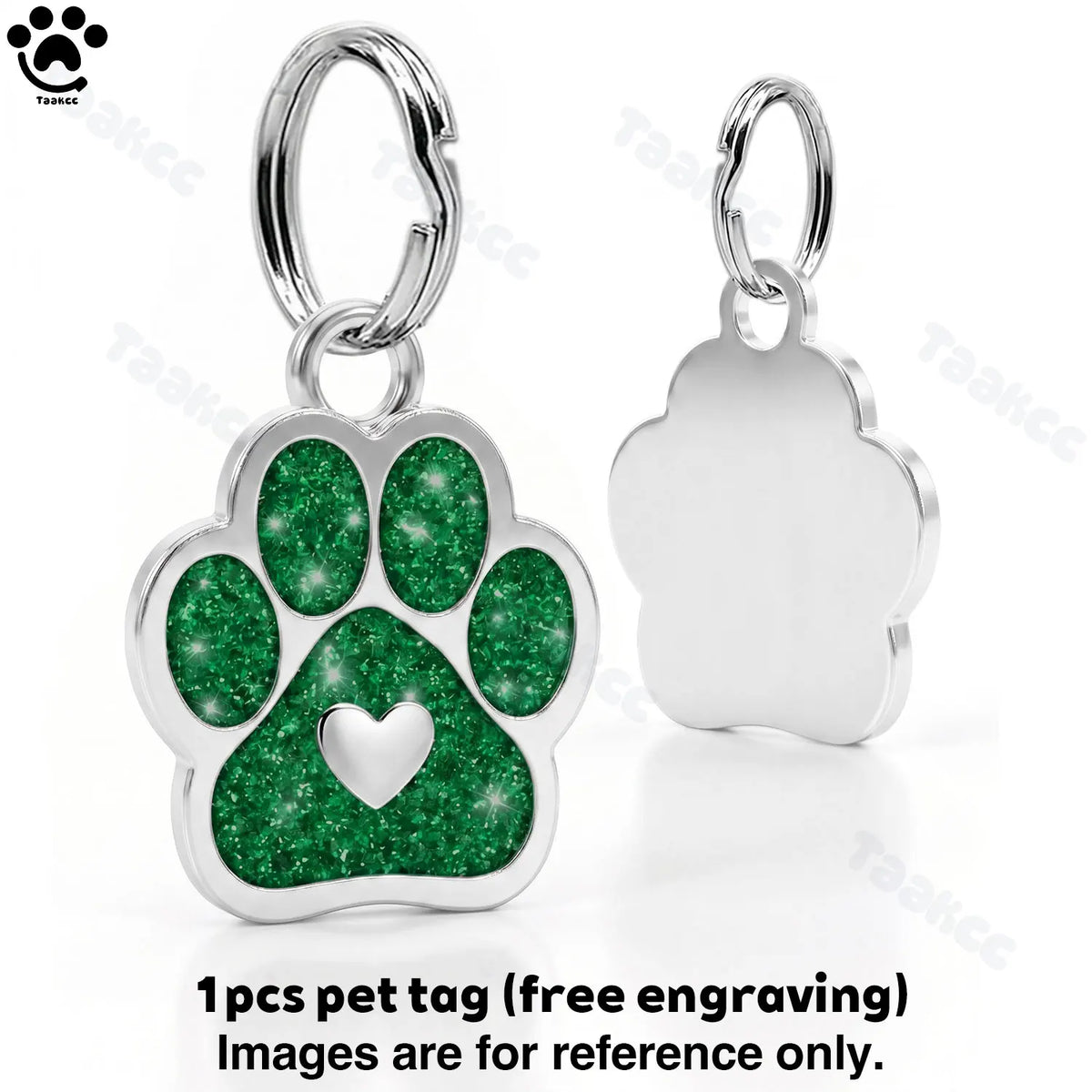 Engraved Puppy Pet ID Name Collar Tag Free Personalized Dog Cat Plate Tags Alloy Love Paw Glitter Pendant Pets Dogs Accessories