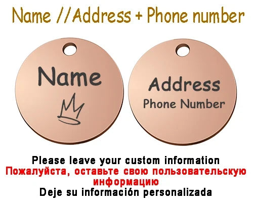 Personalized Pet Cat Dog Name Collar Accessories Circle Custom Engraved ID Tag Necklace Chain Charm Supplies For Dog Product