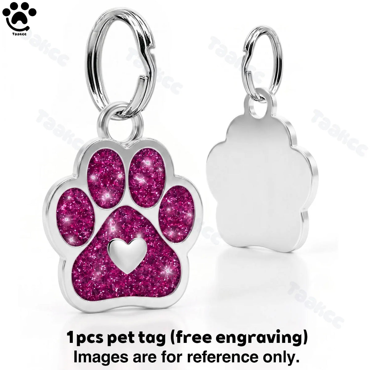 Engraved Puppy Pet ID Name Collar Tag Free Personalized Dog Cat Plate Tags Alloy Love Paw Glitter Pendant Pets Dogs Accessories