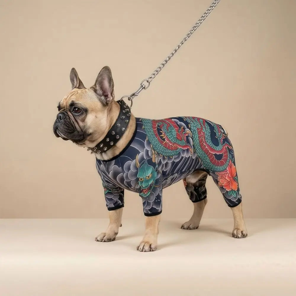 Creativity Four Seasons Dog Cat Tattooed Vest Funny Breathable Pet Tattoo Jacket Close-fitting Cool Pet Clothes For Pet S To 6XL