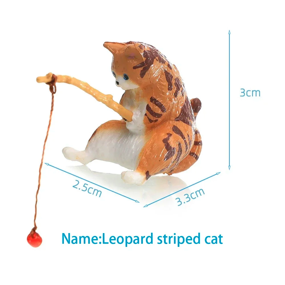 Fish Tank Side Small Resin Cartoon Fishing Cat Kitten Hanging Creative Fun Micro Landscape Office Ornaments Aquarium Decoration