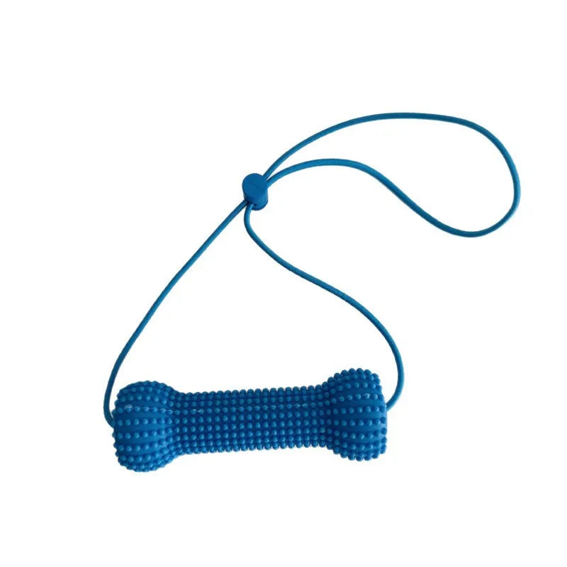 Durable Rubber Dog Bone Chew Toy with Safety Rope Teeth Cleaning Bite Toy for Puppy Pet Training