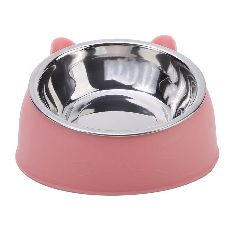 Cat Bowl Lovely Creative Inclined Kitten Puppy Food Feeding Bowls Stainless Steel Cats Drinking Feeder Pet Dogs Cats Feeders