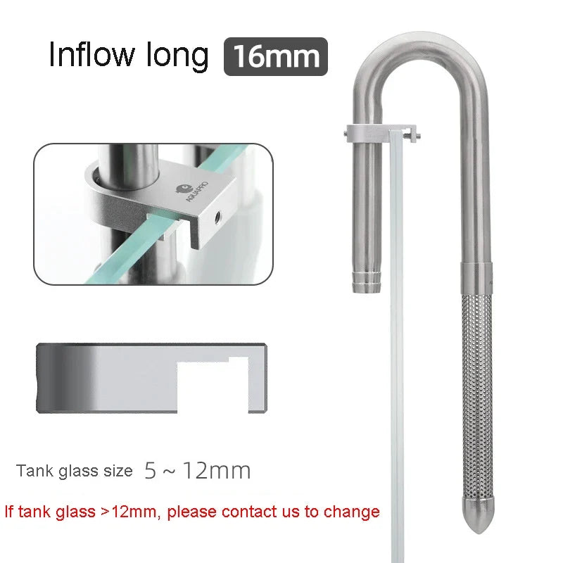 AQUAPRO Mini Skimmer Stainless Steel Inlet Outlet Pipes Inflow Outflow Shrimp Water Filter Aquarium Fish Tanks Accessories